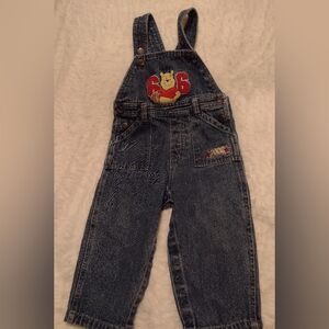 Vintage Winnie The Pooh Denim Overalls Basketball 66 Rare Design 18M